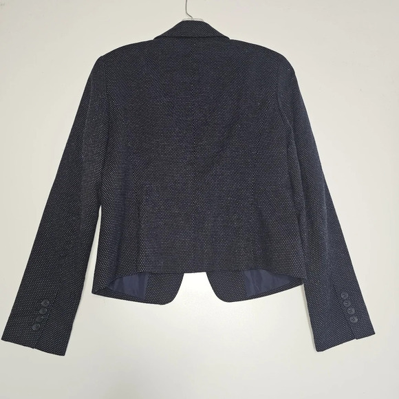 ANN Taylor Women's Polka-dot Blue Blazer Jacket one Button Closure Size 4 - Picture 8 of 10